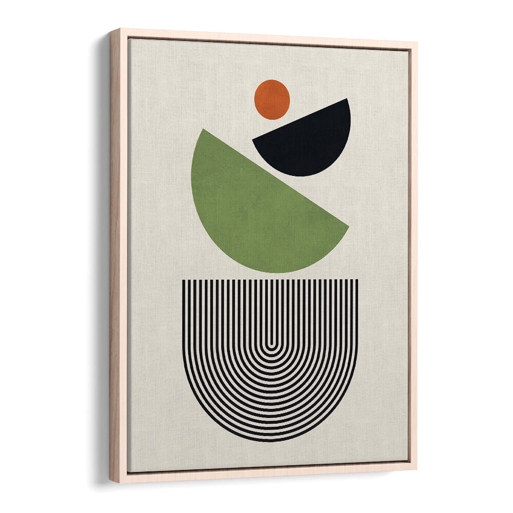 GEOMETRIC SHAPES IN GREEN BLACK AND ORANGE , GEOMETRIC ART PRINTS
