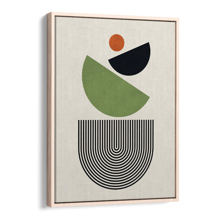 GEOMETRIC SHAPES IN GREEN BLACK AND ORANGE , GEOMETRIC ART PRINTS