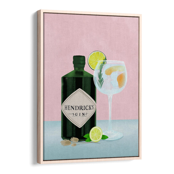 Oakwood Floater GIN TONIC , BAR art: Hendrick's gin bottle with a gin tonic glass.