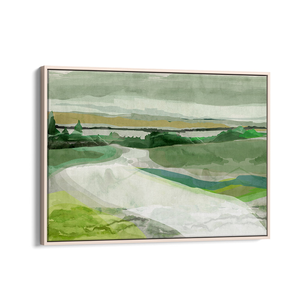 Lush greenery and serene landscapes in GREEN PASTURES I, LANDSCAPE PAINTINGS, perfect for tranquil wall decor.