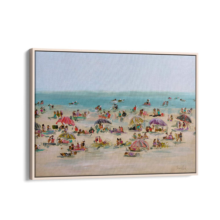 Vibrant IMPRESSIONIST BEACH SCENE, BEACH PAINTINGS showcase lively coastal life, perfect for beach-themed decor.