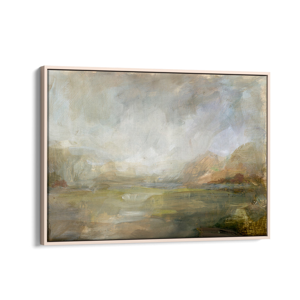 Serene MISTY MORNING VISTA, LANDSCAPE PAINTINGS showcasing gentle fog and soft light for tranquil home decor.