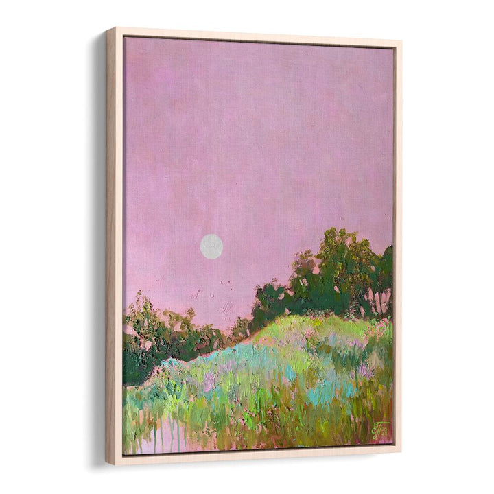 Tranquil PINK GREEN HILLS, LANDSCAPE PAINTINGS showcasing serene rolling hills in soft pink and lush green hues.