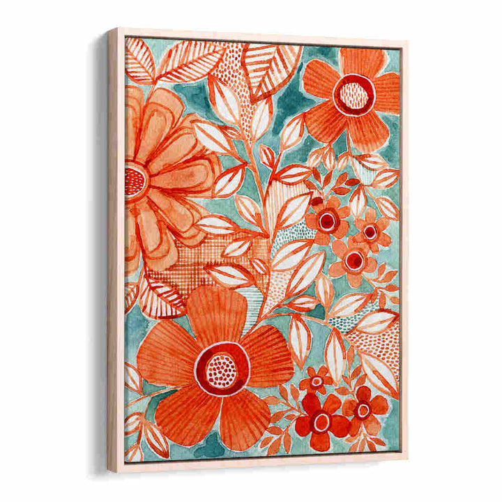 RED DAISIES WITH AQUA