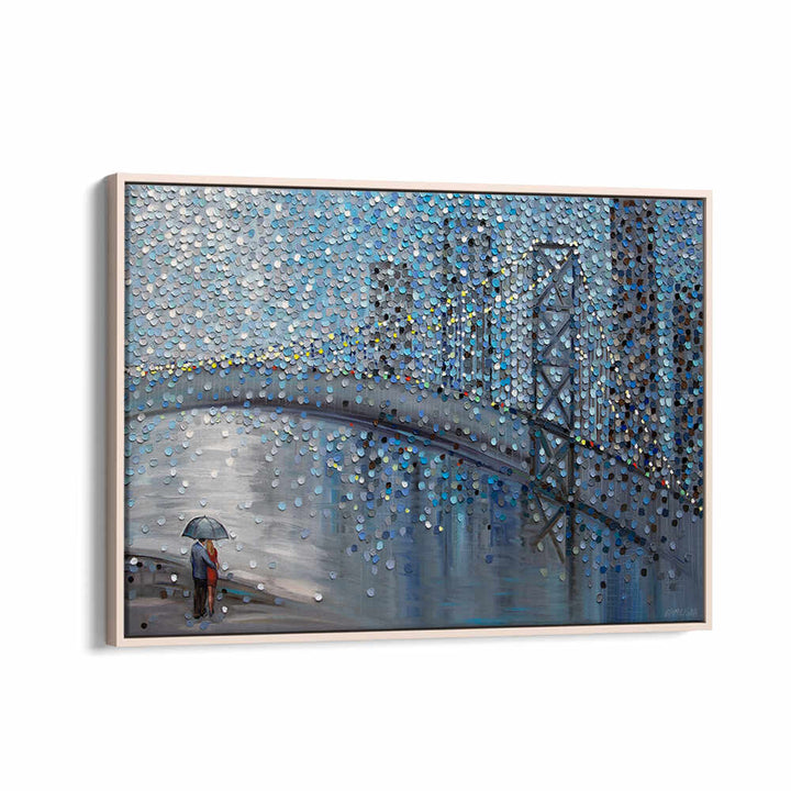 RAINY DATE WITH THE BRIDGE VIEW , MODERN IMPRESSIONISM PAINTINGS