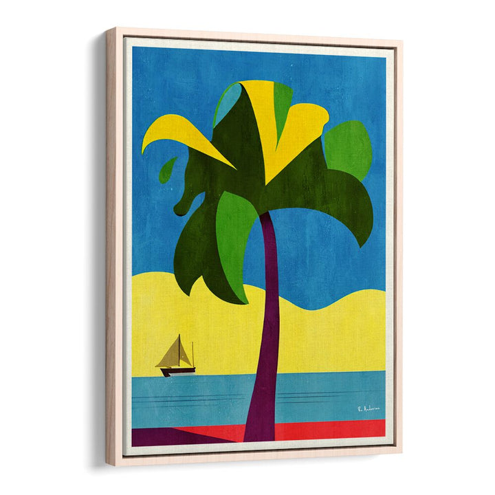 Vibrant PLAYA DEL CARMEN, BEACH PAINTINGS featuring tropical scenery and sailboat, perfect for coastal decor.