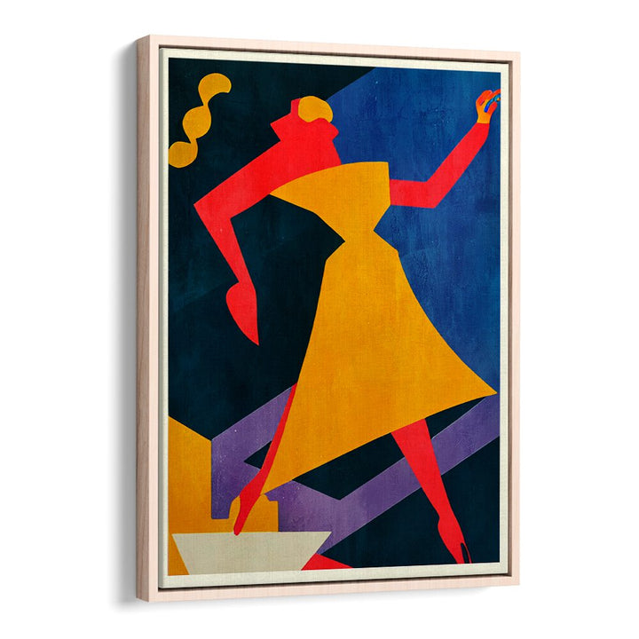 Vibrant METROPOLIS, PORTRAITS illustration featuring a dynamic figure in a stylish dress, showcasing urban artistry.