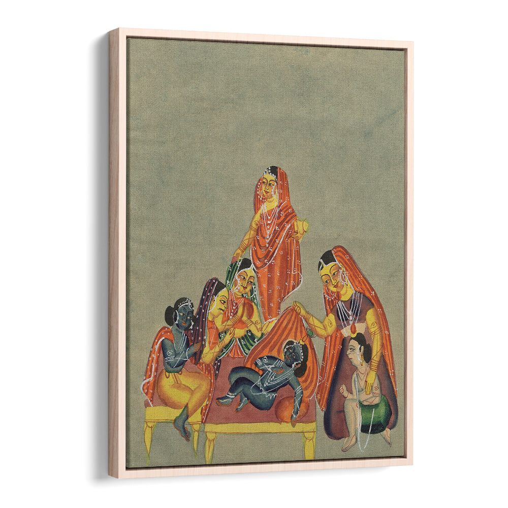 WORSHIP OF THE INFANT KRISHNA , INDIAN ART PAINTINGS