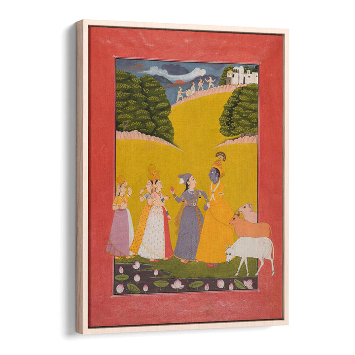KRISHNA AMONG THE GOPIS , INDIAN ART PAINTINGS
