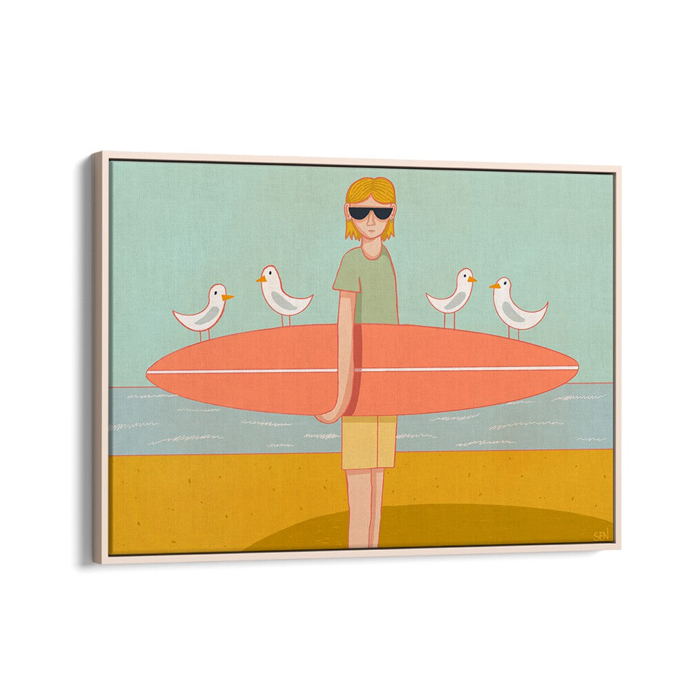 Vibrant SEAGULL SURF CREW, BEACH PAINTINGS showcase coastal life, perfect for beach lovers and art enthusiasts.