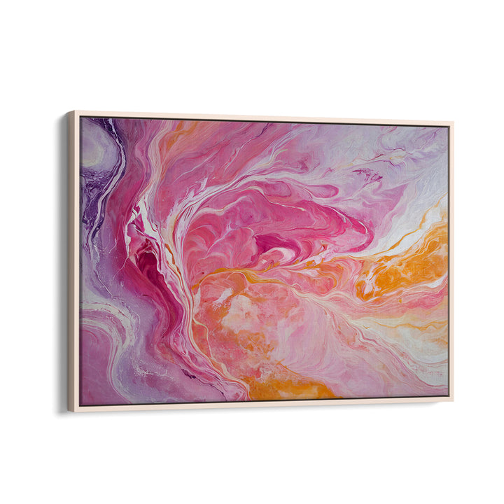 Vibrant SWIRLING PATTERNS, ABSTRACT PAINTINGS in pink and orange for a bold home decor statement.