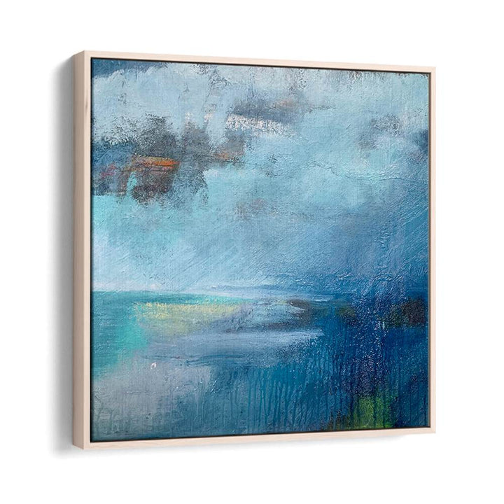 Serene TRANQUIL SEASCAPE PAINTING, an elegant abstract acrylic piece showcasing calm waters and gentle waves.