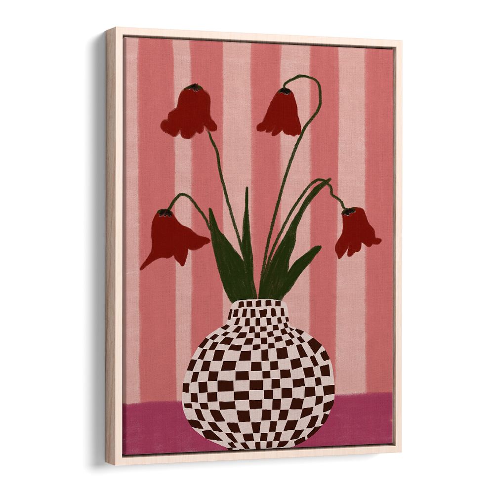 WHIMSICAL FLOWERS CHECKERED VASE