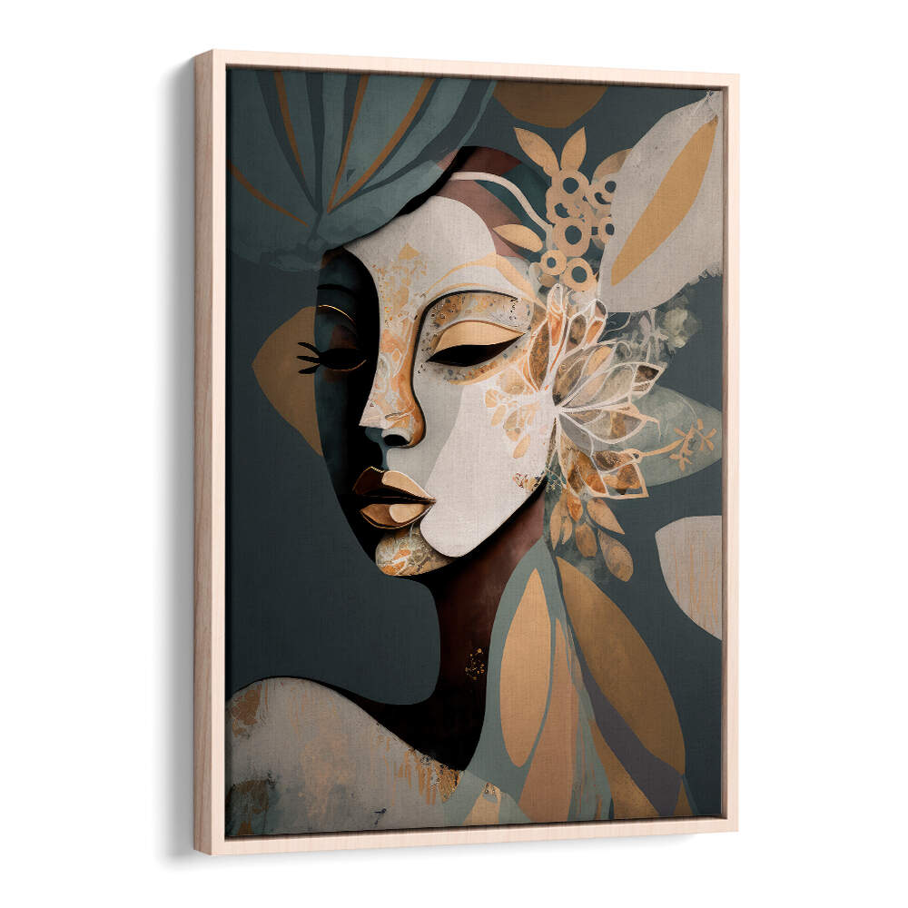 WOMAN FACE PORTRAIT WITH FLORAL ELEMENTS III , PORTRAITS & FIGURATIVE ILLUSTRATIONS