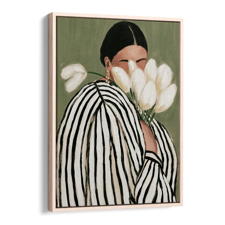 STRIPED WOMAN WITH TULIPS