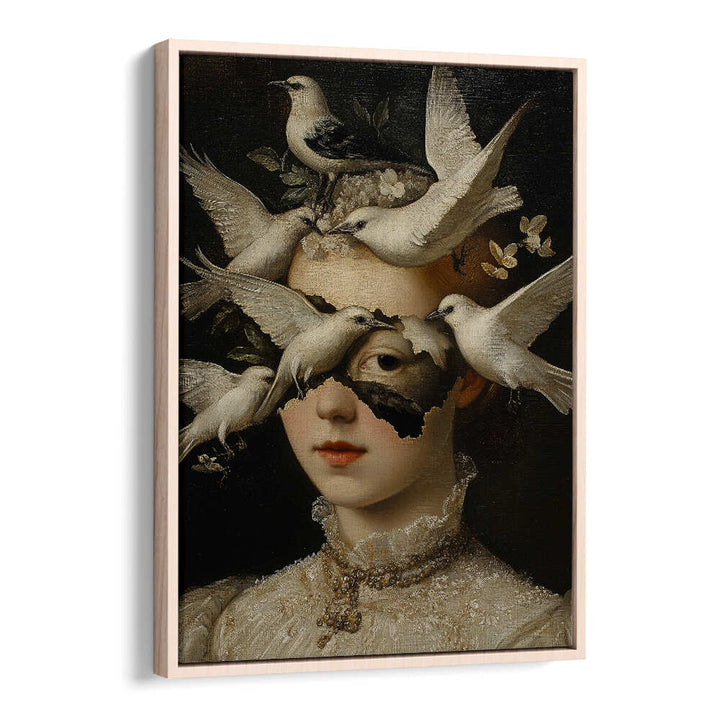 WOMAN WITH WHITE BIRDS