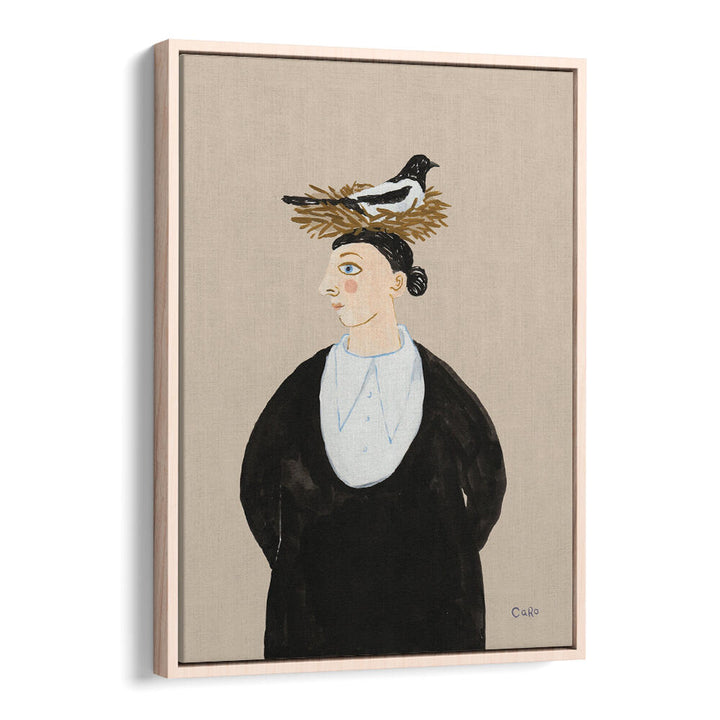 WOMAN WITH MAGPIE , PORTRAITS & FIGURATIVE ILLUSTRATIONS