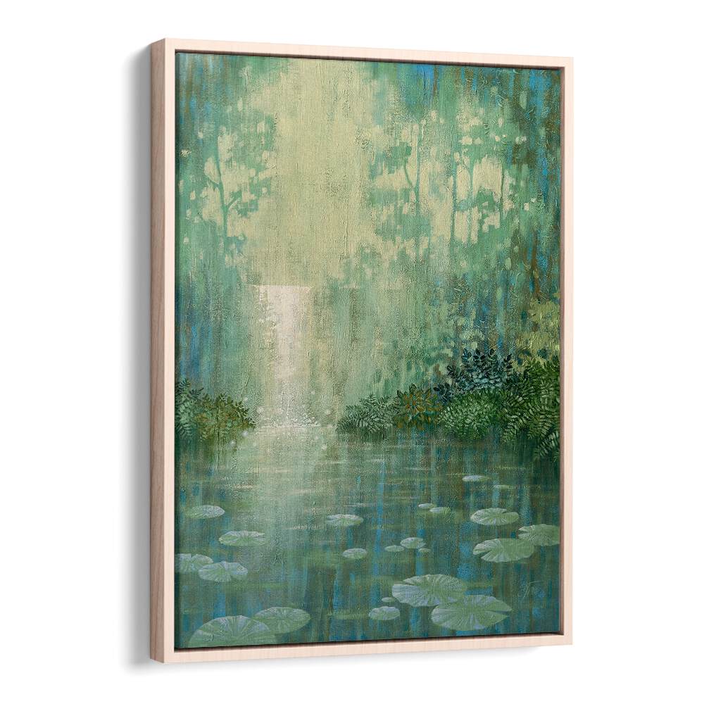 Serene WATERLILY POND, LANDSCAPE PAINTINGS featuring tranquil water and vibrant lilies, perfect for home decor.