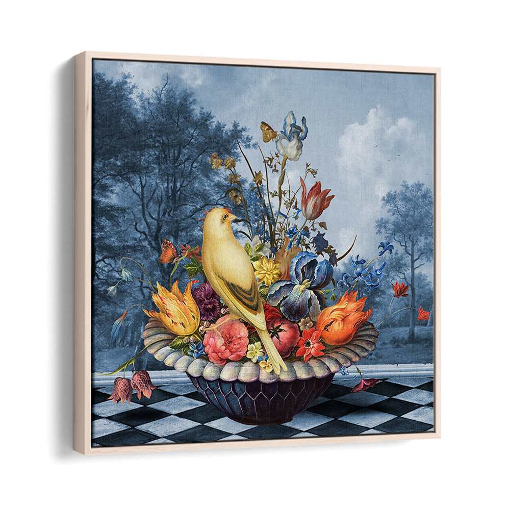 YELLOW BIRD FLORAL STILL LIFE
