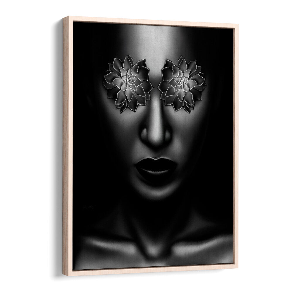 Bold YEUX FLEUR, POP ART PAINTINGS featuring a striking face adorned with floral elements, perfect for modern decor.