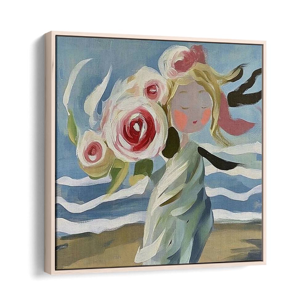 Captivating GIRL WITH ROSES artwork, perfect for adding romance and elegance to any home decor.