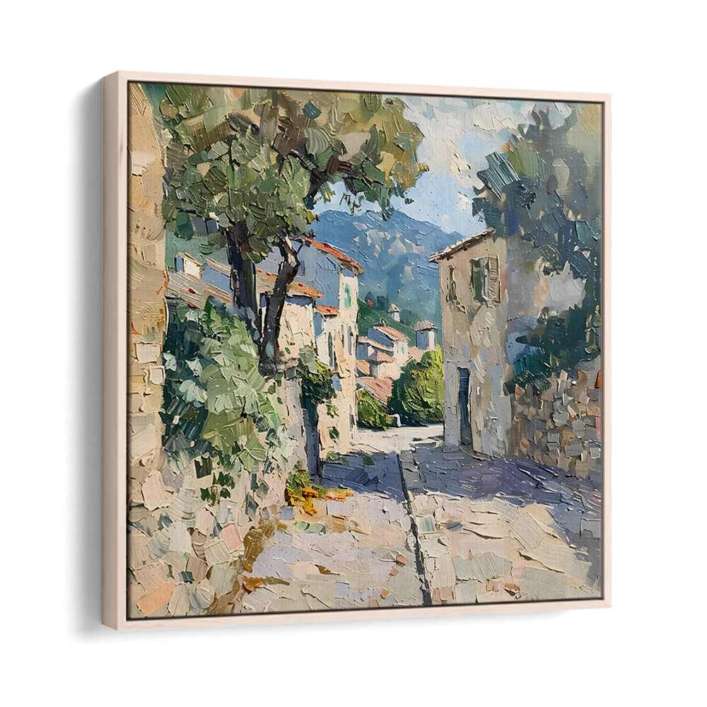 Vibrant artwork featuring STREET IN MALLORCA IV, capturing Mediterranean charm and summer essence. Perfect for decor.