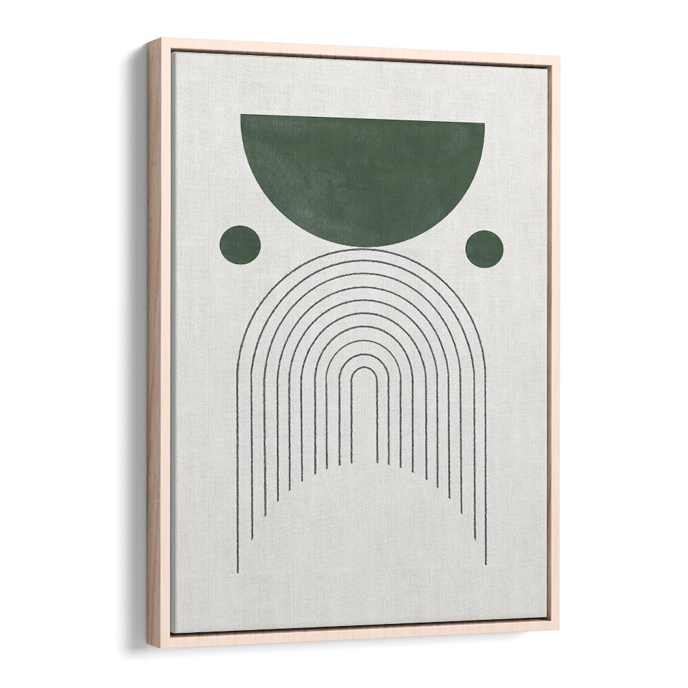 Stylish GREEN MID CENTURY MODERN NO.3, GEOMETRIC ART PRINTS showcasing vibrant greens for a tranquil living space.