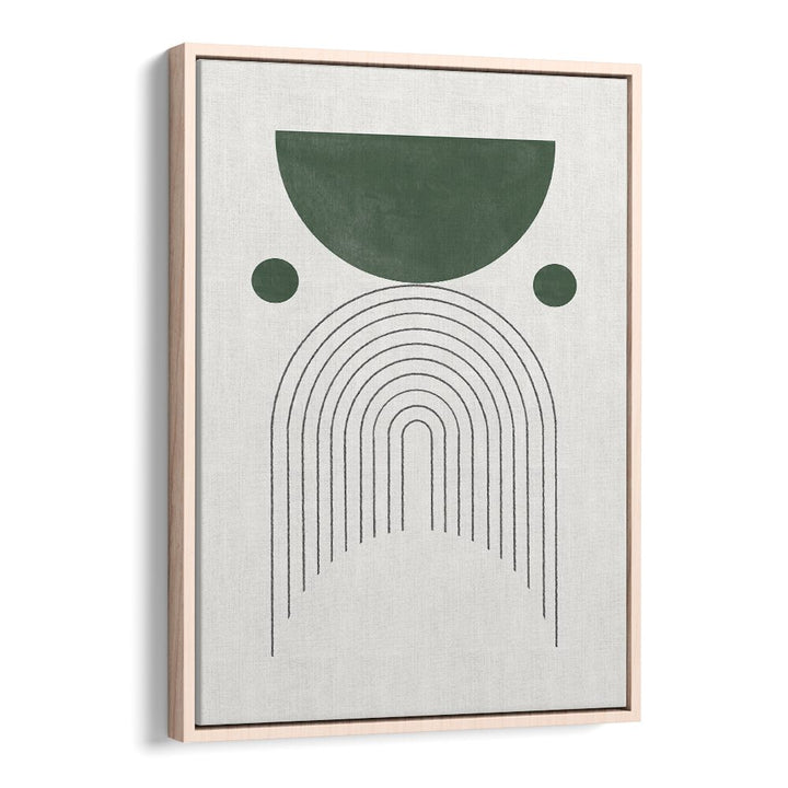 Stylish GREEN MID CENTURY MODERN NO.3, GEOMETRIC ART PRINTS showcasing vibrant greens for a tranquil living space.