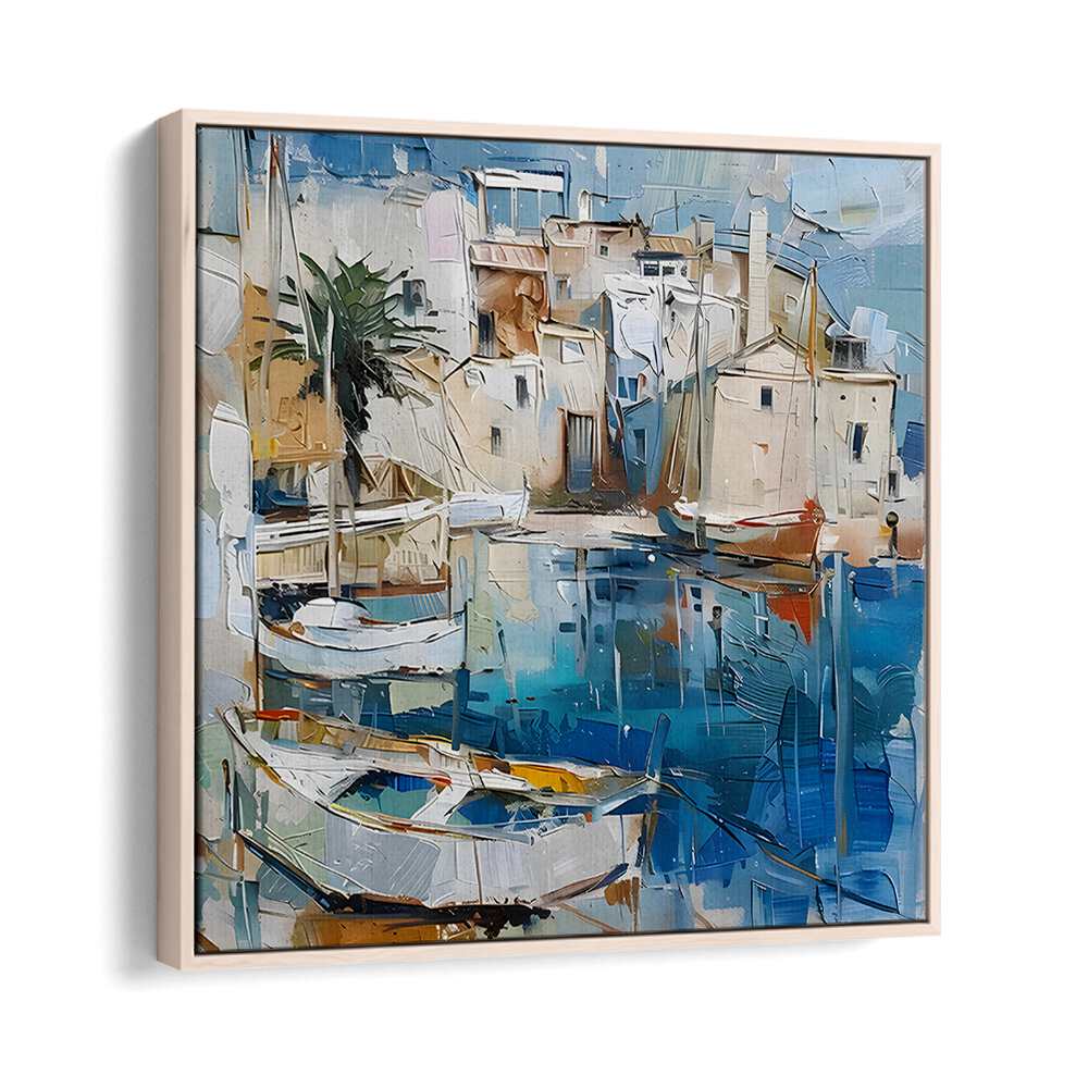 Beautiful artwork featuring boats in the harbor, titled BOATS IN THE HARBOR MALLORCATHERAPY II, perfect for collectors.