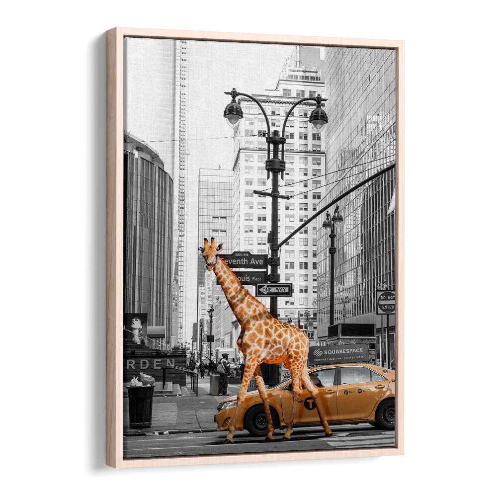 Giraffe art in vibrant colors symbolizes a unique MORNING WALK, ANIMAL PAINTINGS experience for modern decor.
