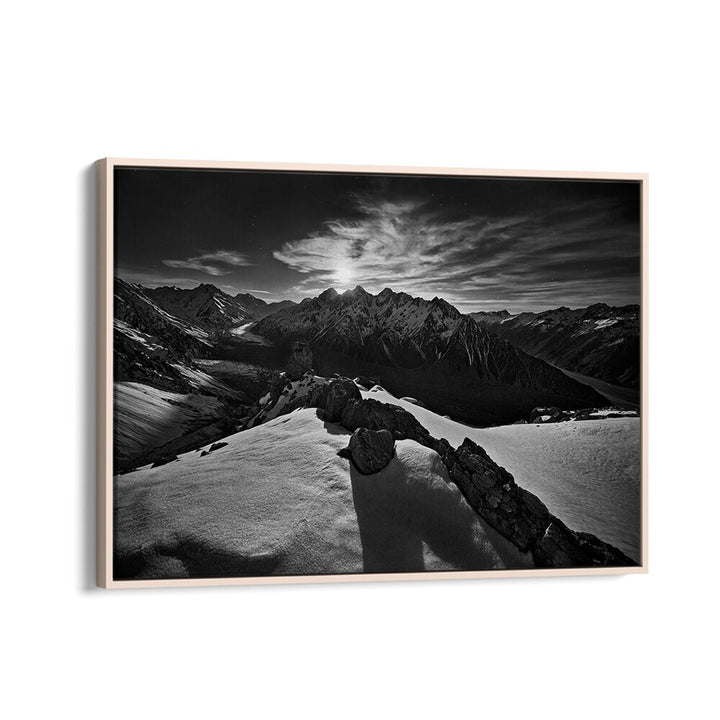 Stunning MOONLIGHT OVER TASMAN GLACIER , PHOTOGRAPHY PRINTS showcasing the beauty of glacial landscapes and night skies.