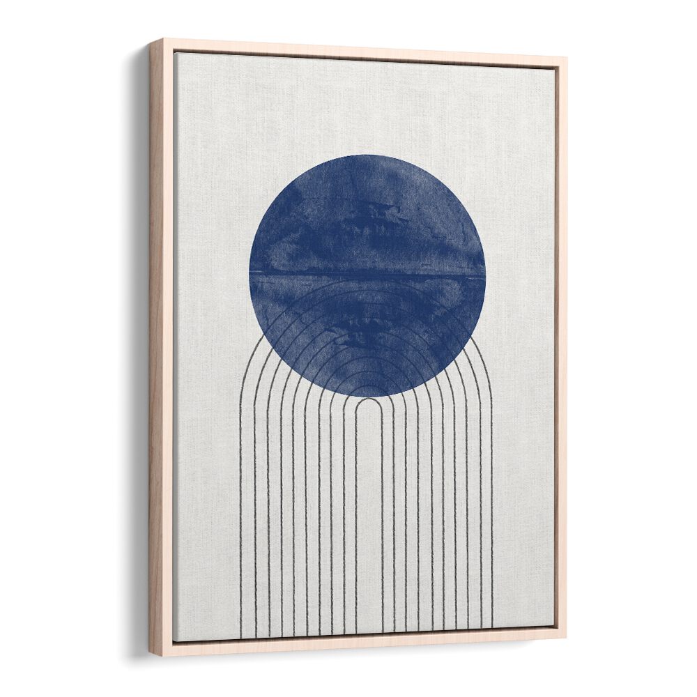 Elevate your space with BLUE MOON NO II., ABSTRACT PAINTINGS, featuring a captivating blue circle and elegant lines.