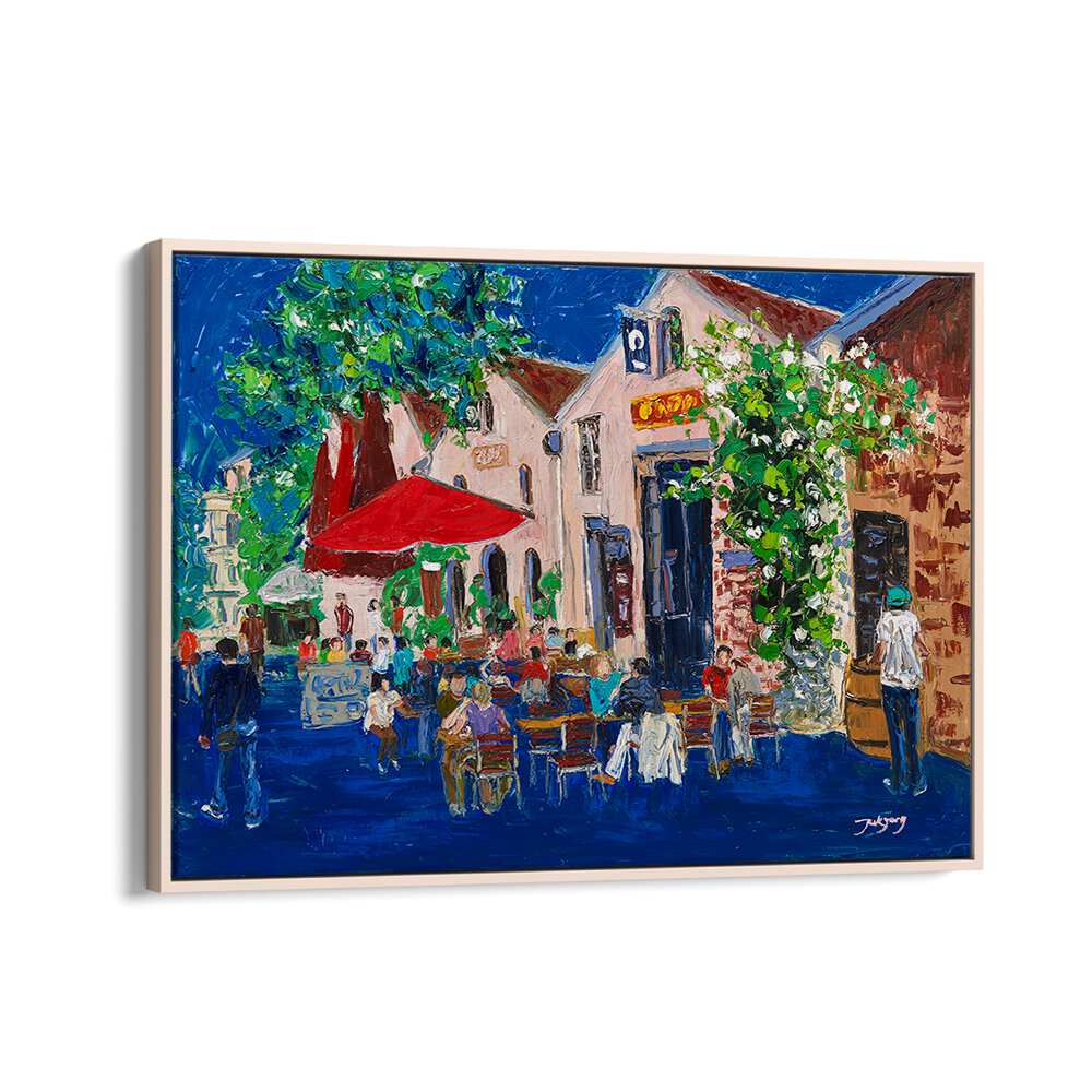 Vibrant HOLIDAY, BAR & CAFE ART showcasing a lively outdoor café scene, perfect for any space.