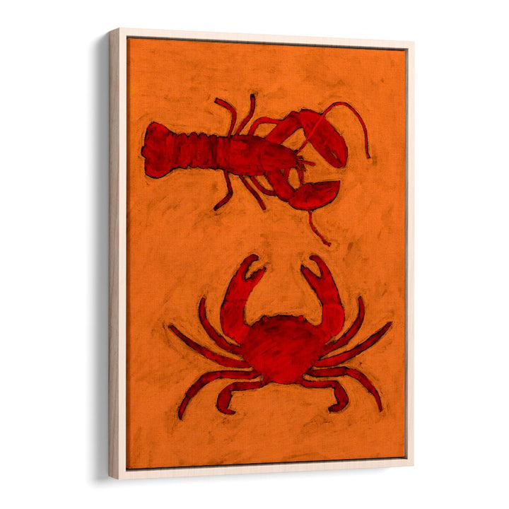 Vibrant COASTAL CREATURES, KITCHEN POSTERS featuring a lobster and crab, perfect for marine life lovers.