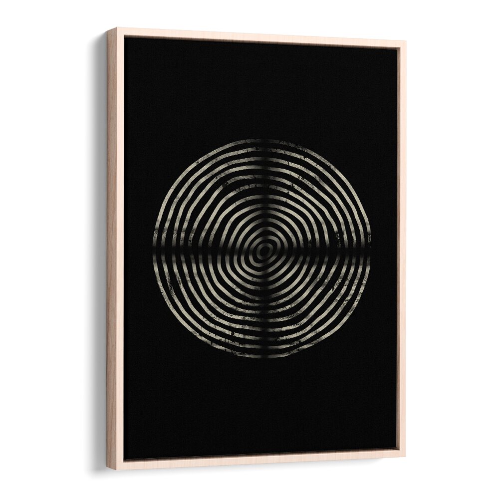 NIGHTSHIFT ABSTRACTION, GEOMETRIC ART PRINTS showcase striking circular patterns in a modern black and cream design.