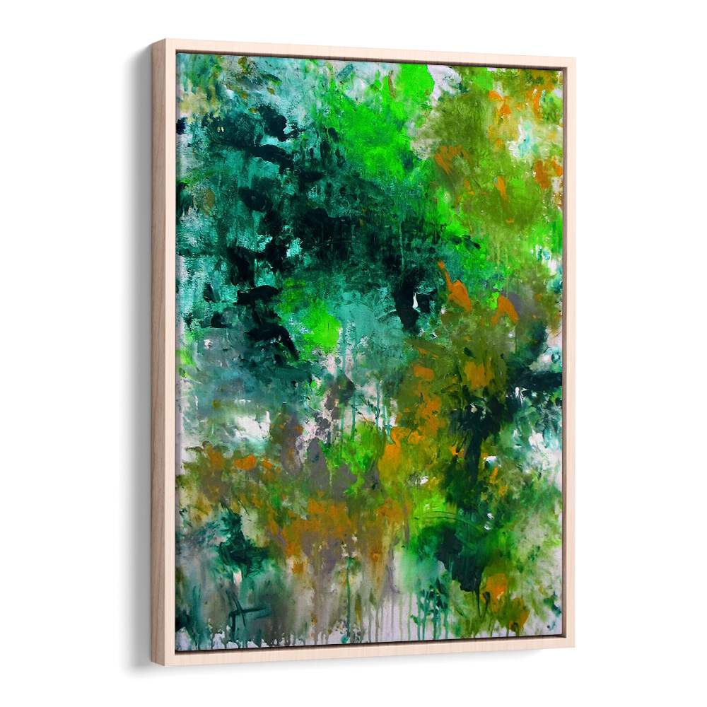 Vibrant forest colors blend in this stunning abstract painting, perfect for art lovers and home decor enthusiasts.