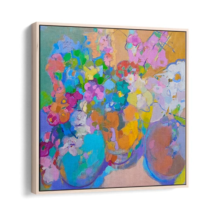 Bright and colorful SUNSHINE, ABSTRACT PAINTINGS enhance your home decor with vibrant floral designs and cheerful energy.