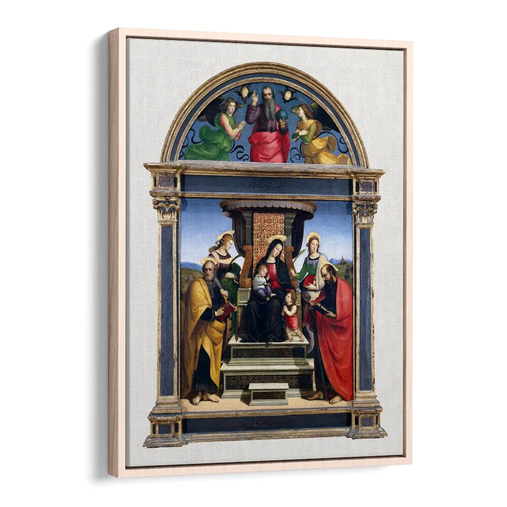 MADONNA AND CHILD ENTHRONED WITH SAINTS (1503-1505) BY RAPHAEL RAFFAELLO , VINTAGE PAINTINGS