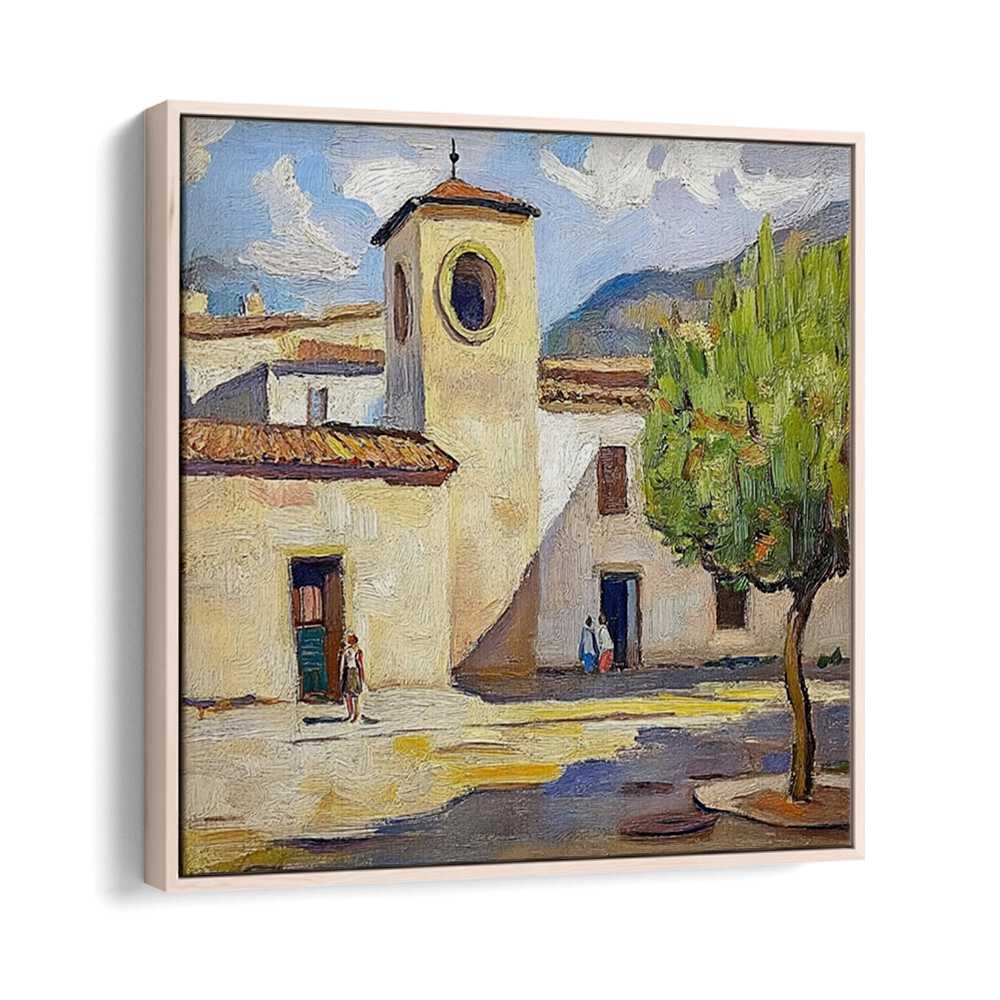 Vibrant artwork of a charming TOWN IN SPAIN, capturing its picturesque streets and historic architecture.