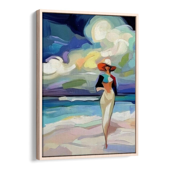 Stylish artwork of a WOMAN ON THE BEACH, perfect for adding elegance to any coastal-themed decor.
