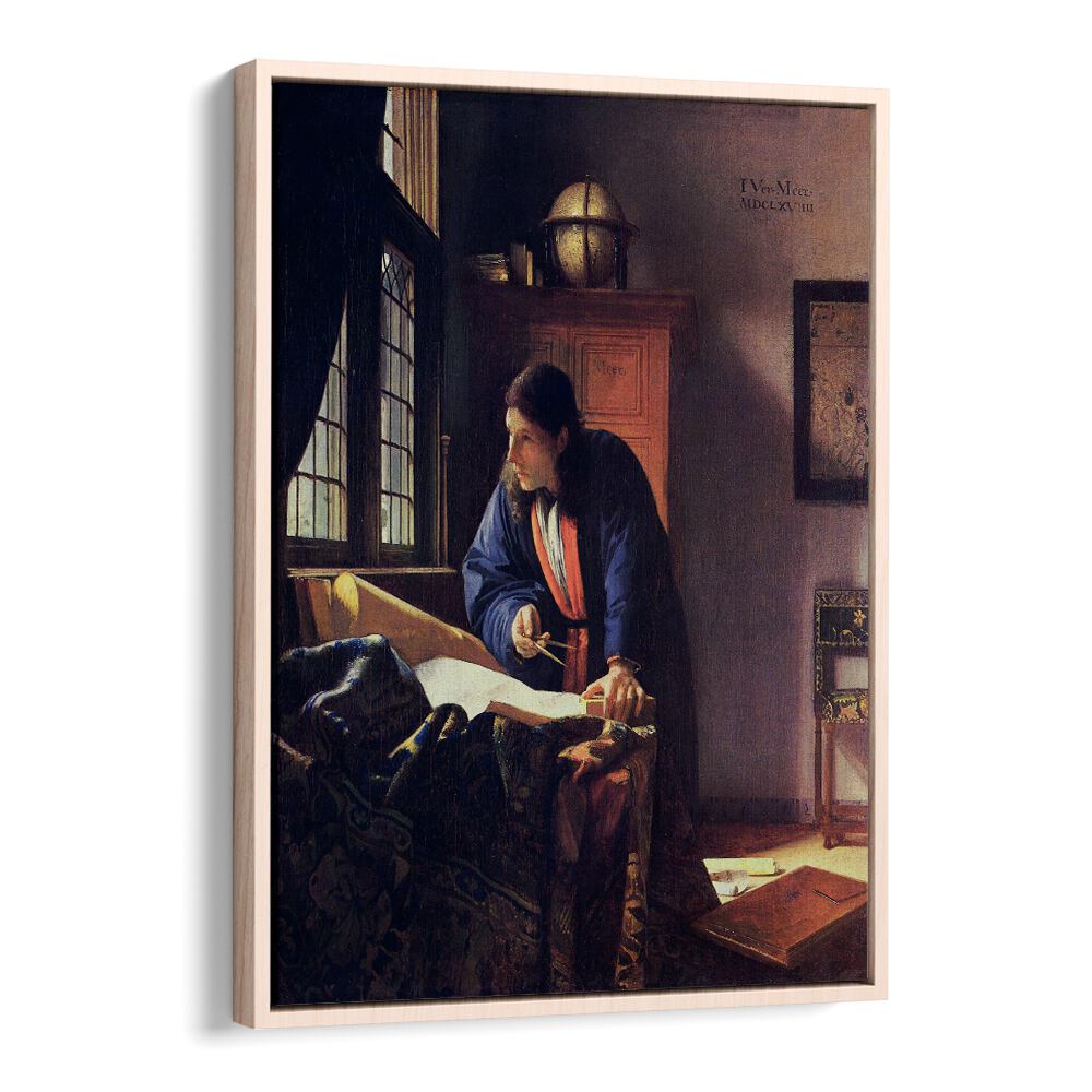 THE GEOGRAPHER (1669) FAMOUS PAINTING BY JOHANNES VERMEER, VINTAGE PAINTINGS