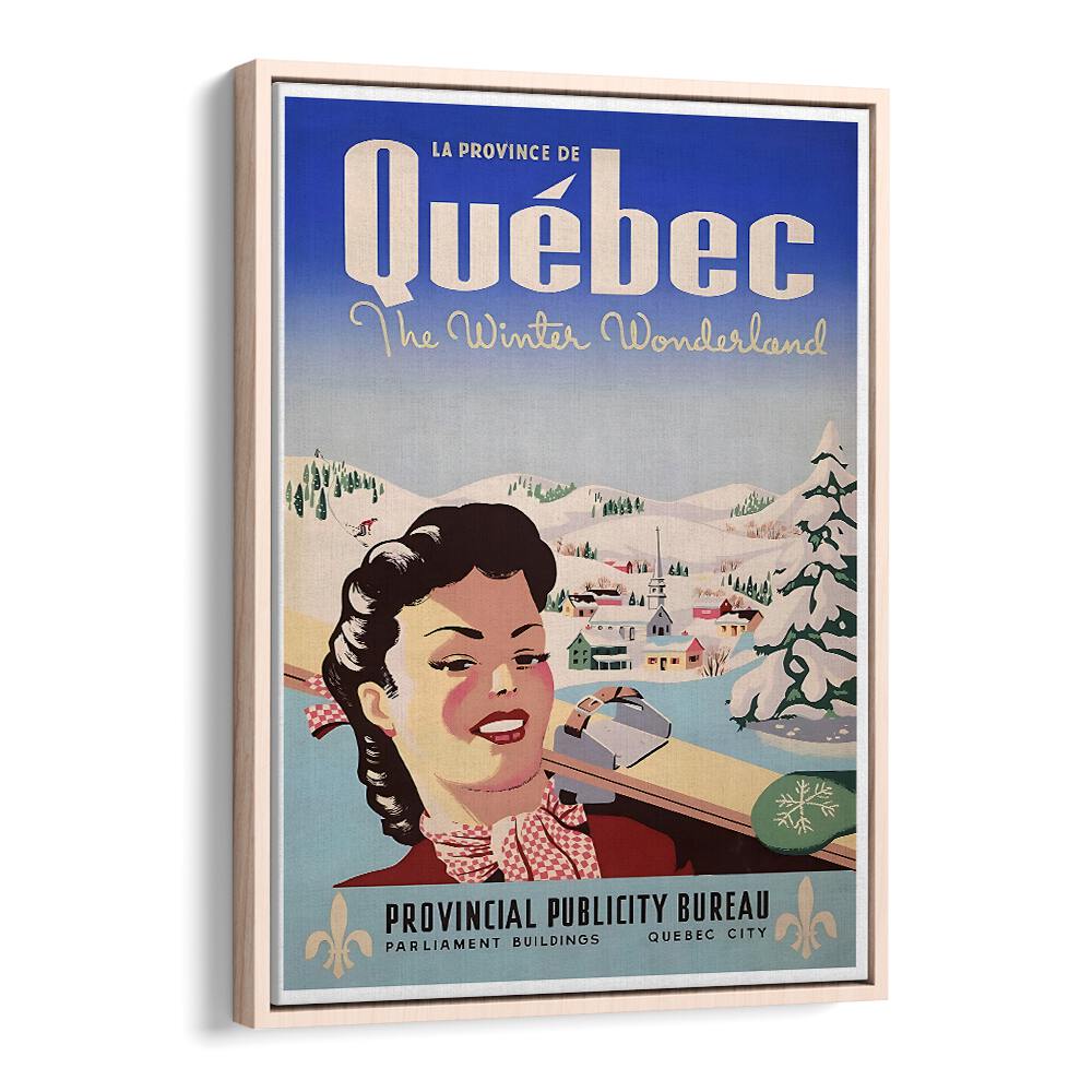 QUEBEC I, VINTAGE TRAVEL POSTERS showcasing Quebec's winter beauty and charm, perfect for any art lover's collection.