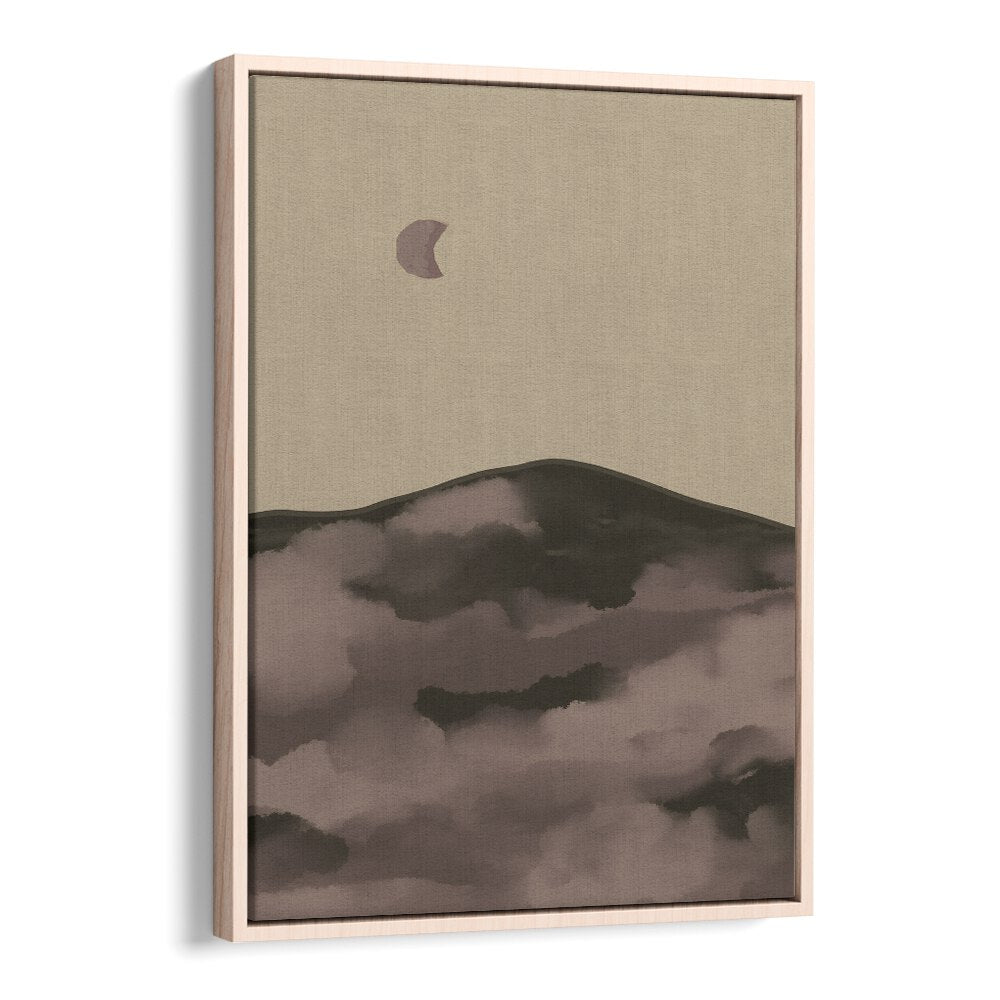 Elegant NIGHT, LANDSCAPE PAINTINGS showcasing tranquil hills and a crescent moon for a serene evening ambiance.