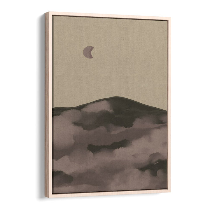 Elegant NIGHT, LANDSCAPE PAINTINGS showcasing tranquil hills and a crescent moon for a serene evening ambiance.