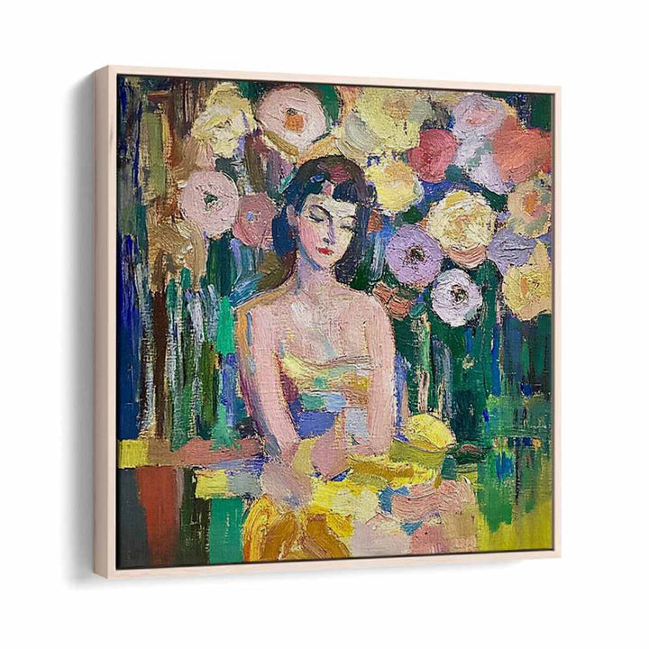 Stunning WOMAN WITH FLOWERS artwork showcasing femininity and elegance, perfect for enhancing your space.