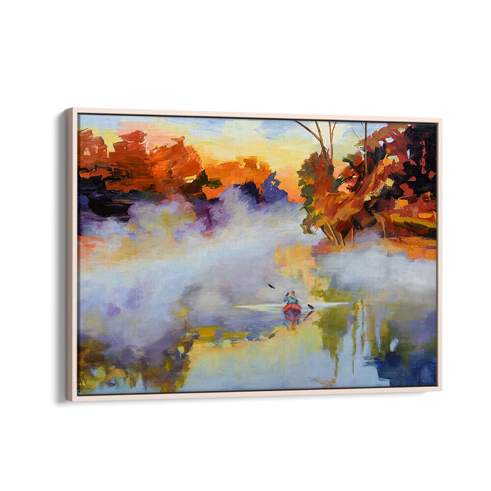 PADDLING IN THE MIST , LANDSCAPE PAINTINGS