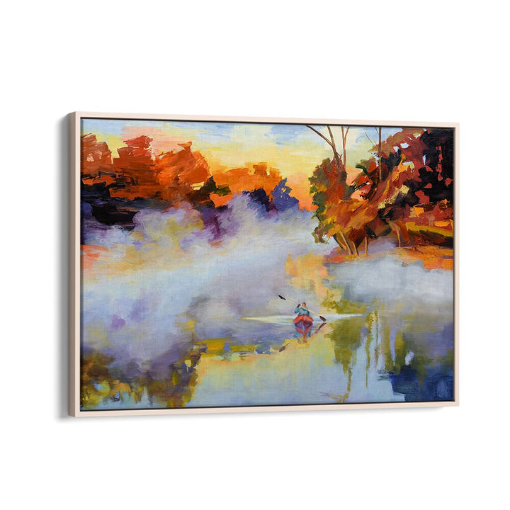 PADDLING IN THE MIST , LANDSCAPE PAINTINGS