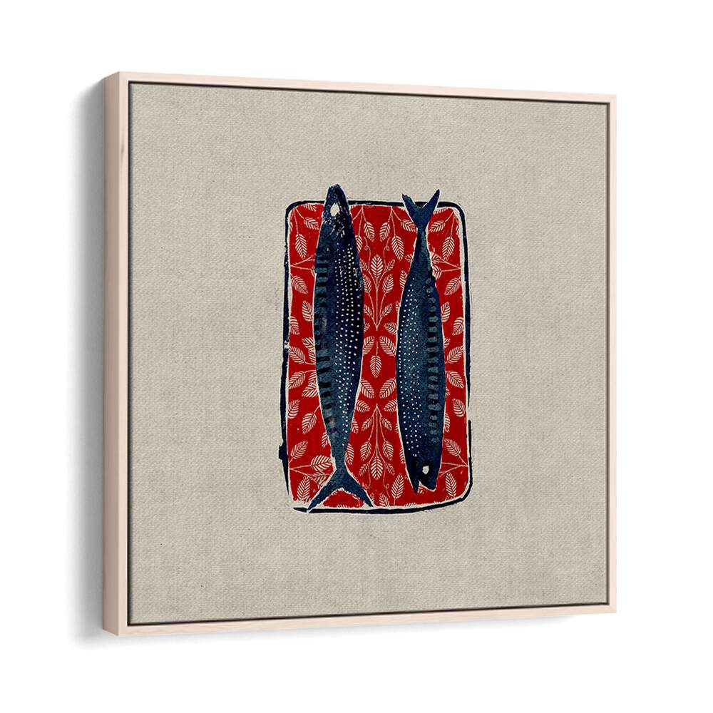 SARDINE IN RED, KITCHEN POSTERS showcase vibrant artwork featuring sardines on a striking red background.