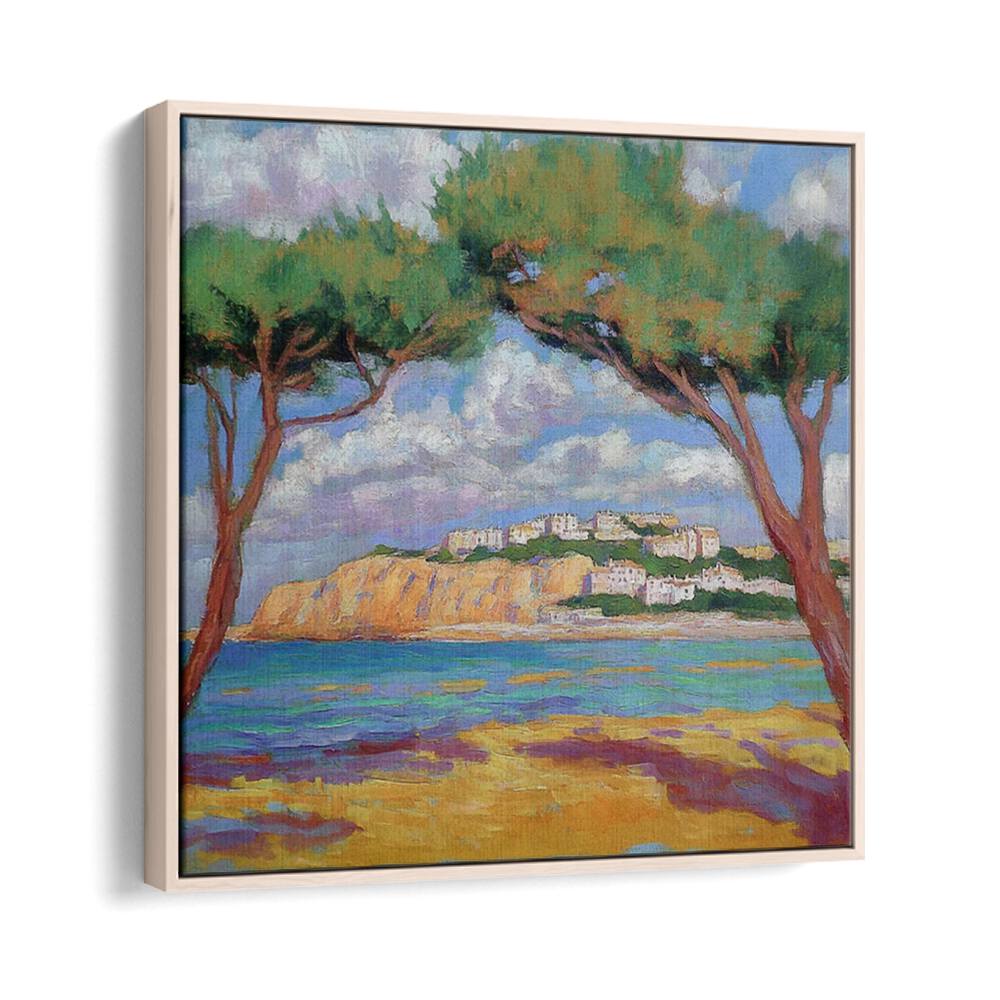 Serene cypress trees on the beach artwork, capturing coastal charm and tranquility for your home decor.