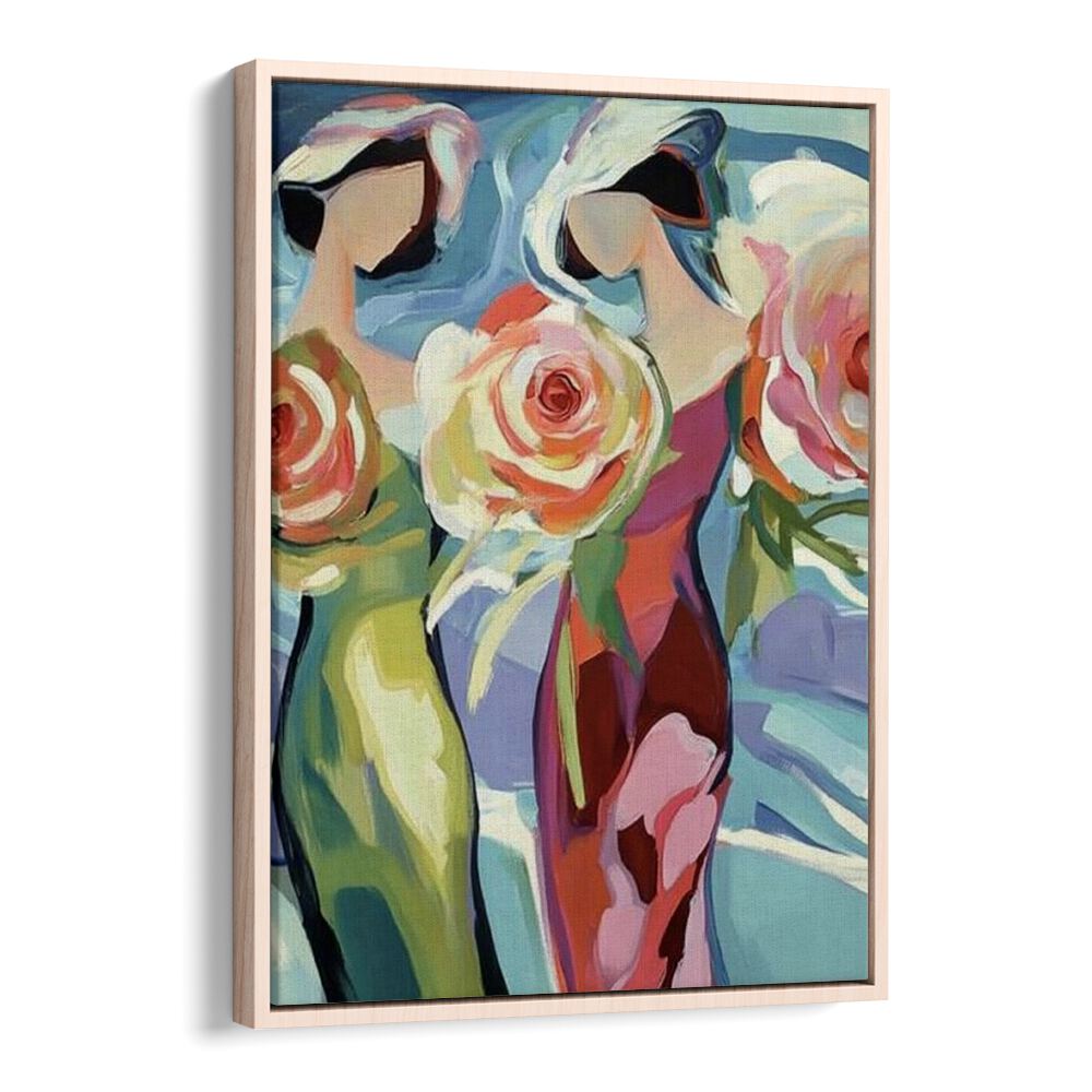 Stunning TWO WOMEN WITH ROSES artwork, celebrating beauty and friendship, perfect for elegant home decor.